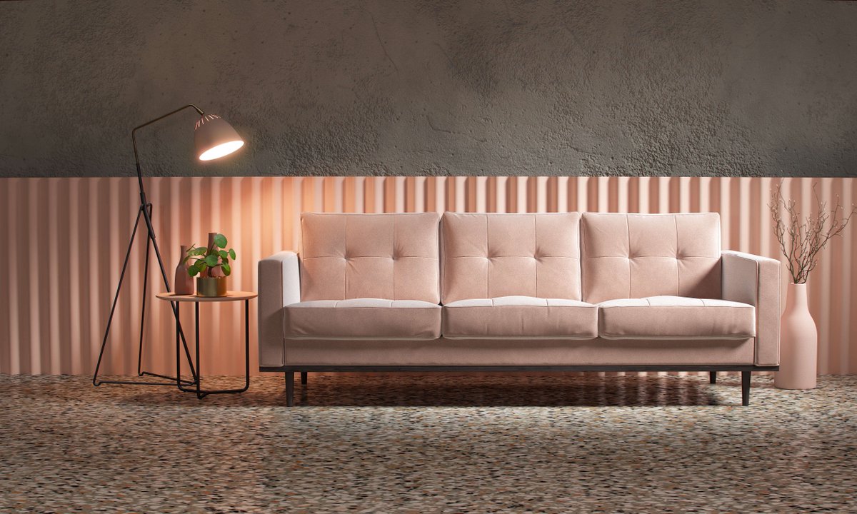 PikcellsUK's tweet photo. We've been tinkering around with some alternative design schemes. This mid-century @swooneditions Berlin sofa looks particularly comfortable in a crepe pink #rendering #sofarendering #whatarender #interiordesign #furnituredesign #cgfurniture #Swoon #homeobsessed @clippingsdesign https://t.co/OKnwAiX461