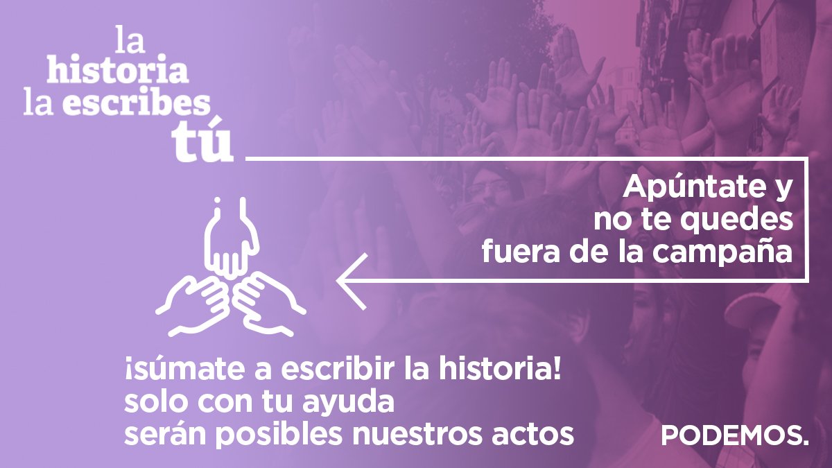 etorrescuideiru's tweet photo. Anímate, participa en la campaña y #EscribeLaHistoria
👉Sé apoderada/o el 28A
👉Sé Voluntaria/o en actos
Puedes inscribirte aquí: https://t.co/or3Cf2KL2t 
👉Ayuda con un microcrédito: https://t.co/nleTPQobvX 
👉O súmate como activista en Redes Sociales: https://t.co/cl1BXvj0Wv https://t.co/JmDxFB4Asv