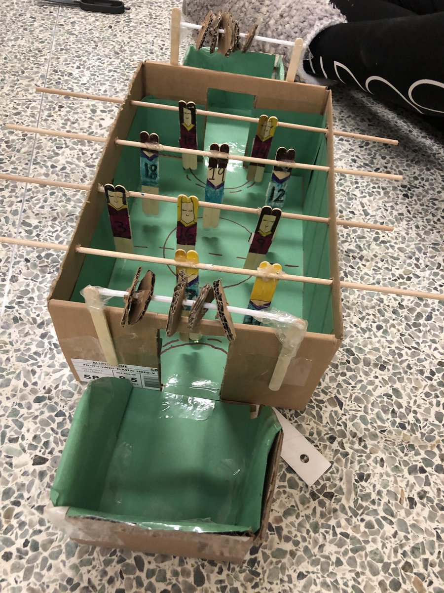 UPSLibrary's tweet photo. Grade 7/8 class finishing up construction on their Foosball tables.  #measurement #butdotheywork?#foosballforever @krmiller86 @JamesLangner https://t.co/kLMctzX9Kp