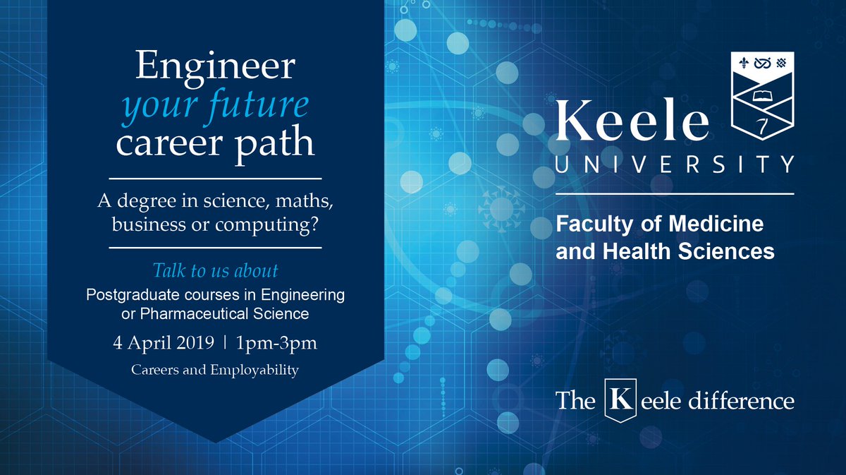 LifeAtKeele's tweet photo. Don't forget to join us at our PG drop in session for Medical Engineering and Pharmaceutical Science, tomorrow in the library! You will find us in the Careers area from 1pm - 3pm. No registration required. Pop along and find out more! #KeeleBecause https://t.co/zjtLhzvxQG