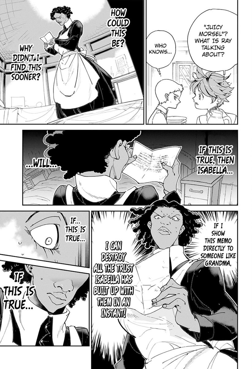 Nos 1-5 requirement based from these panels from chapter 22. Note that Ray isn’t supposed to know this but as we all know, he didn’t have infantile amnesia so Ray probably remembers something from when he was a baby at the hq. Krone knows it, because she’s from the hq (?)