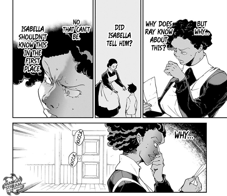 Nos 1-5 requirement based from these panels from chapter 22. Note that Ray isn’t supposed to know this but as we all know, he didn’t have infantile amnesia so Ray probably remembers something from when he was a baby at the hq. Krone knows it, because she’s from the hq (?)