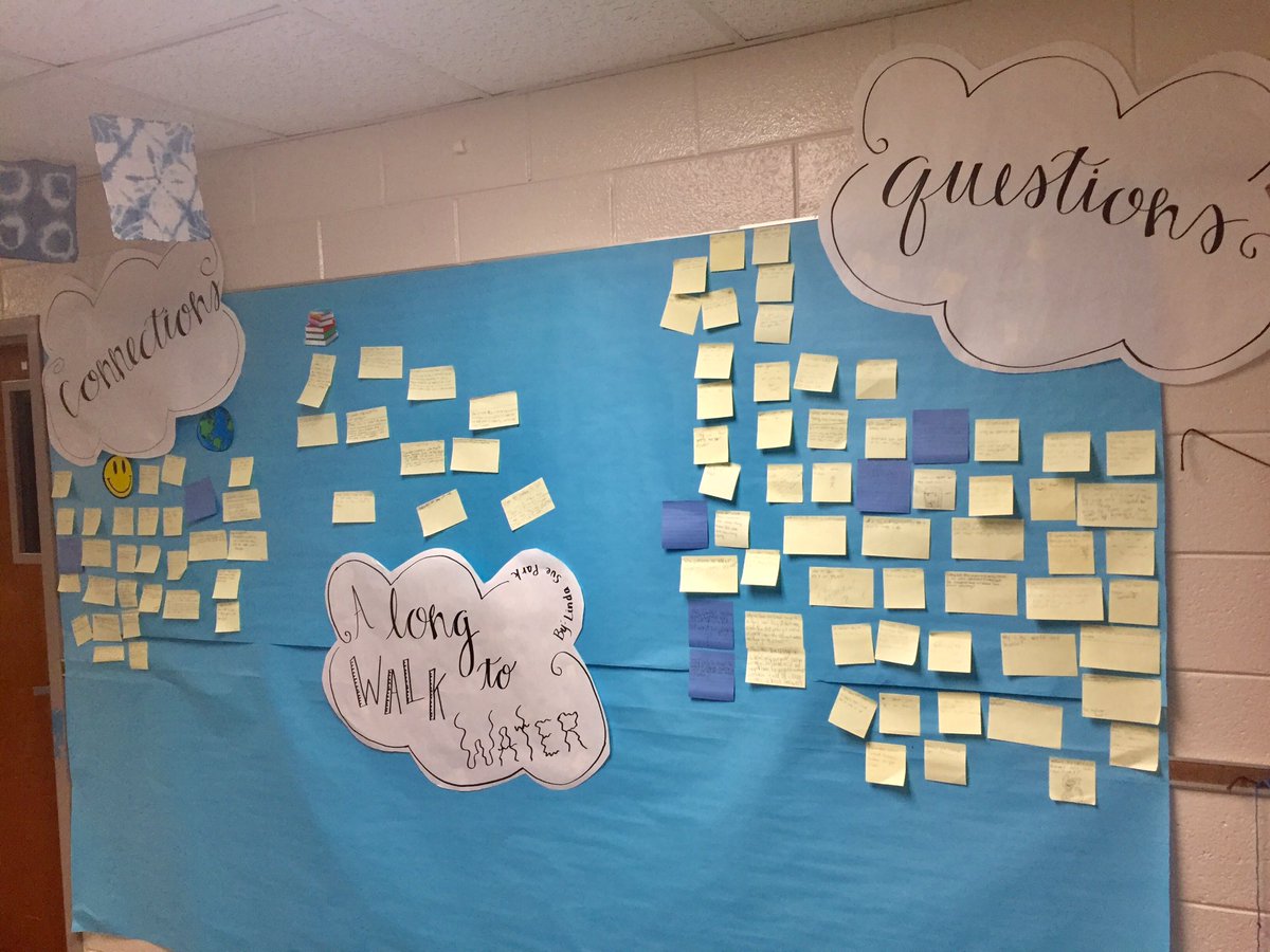 siegmundIT's tweet photo. A truly powerful aspect of #PBL is sustained student inquiry. Beginning with the book #ALongWalkToWater has been truly inspired 6th graders curiosity, empathy, &amp; inspiration to act! #STEAMthatsLIT #InquiryMindset @LindaSuePark https://t.co/r8e1G52WLC