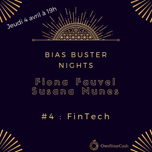 ✳️ #Event #BiasBusterNights #FinTech Dernières heures pour vous inscrire !
Demain jeudi 4 avril à 19h, rdv avec @smfnunes Co-fondatrice de <a href="/wedogood_co/">WE DO GOOD</a> et @FionaFauvel directrice associée de @alterfina 
100% #InvestInWomen #SocialBiz #Fusacq and more !
Billets/infos 👇