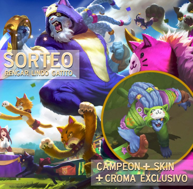 Ethieen's tweet photo. SORTEO con @nnegry de 10 códigos de Rengar lindo gatito 🐱

· Follow @Ethieen + @nnegry 
· RT a este tweet
· Responde a este tweet con una imagen de tu mascota 🥰

Válido hasta el 16.04.19 ¡Suerte!

#LeaguePartner @lol_es https://t.co/ODWq482pad