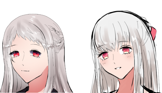 白髪ピンク目のtwitterイラスト検索結果 古い順