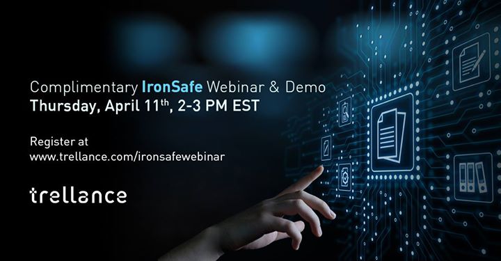 Trellance's tweet photo. Join us for a complimentary webinar & demo on Thursday, April 11, 2019 at 2 p.m. See how #IronSafe extracts & transforms ANY report, in ANY format, from ANY source system into usable database structures automatically! Register at https://t.co/b5Nn2356y7! #creditunions #Trellance https://t.co/hgyUev6TW6