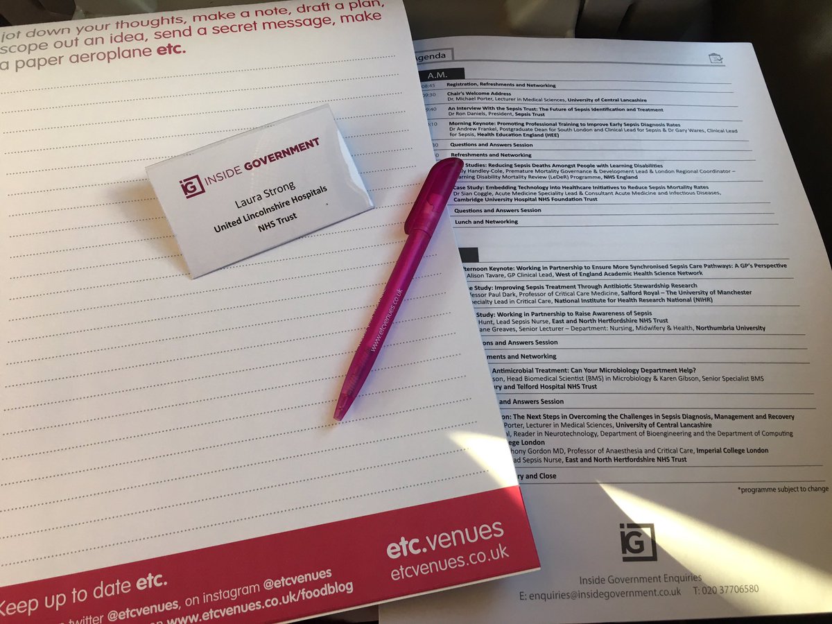 Brill day attending the identifying and tackling sepsis conference. Sharing ideas with other organisations confirmed how far we have come on our sepsis journey, <a href="/ULHT_News/">NHS United Lincs</a> you are ALL FAB! it’s clearer than ever to see how hard you all work to keep our patients safe! #sepsis
