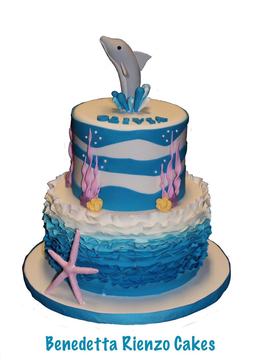 Dolphin cake for a sweet girl who just loves them! #dophincake #benedettarienzocakes #ruffles #njcakes