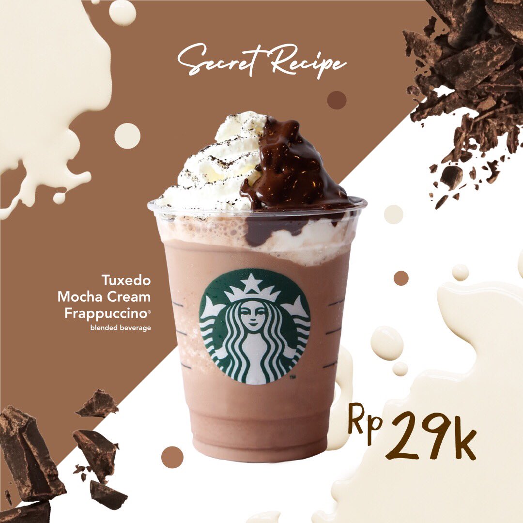 SbuxIndonesia's tweet photo. IDR 29K Tuxedo Mocha Cream Frappuccino

Hari ini adalah kesempatan terakhir untuk menikmati Tuxedo Mocha Cream Frappuccino!

Dapatkan minuman ini dengan harga spesial Rp 29ribu hanya dengan 'Like' post ini dan 'Tag' 3 teman, serta tunjukkan buktinya ke barista kami. https://t.co/VTake0NxjL