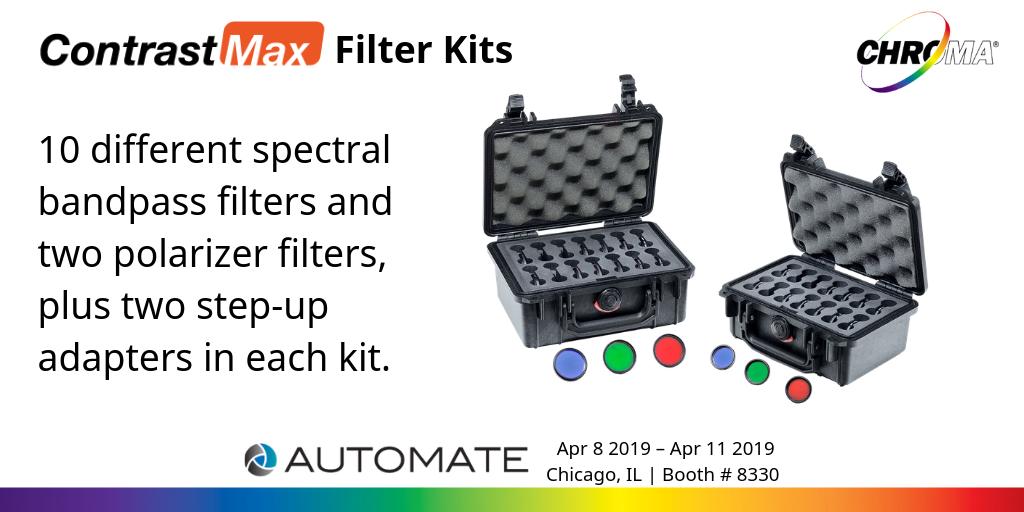 ChromaVT's tweet photo. We're excited to be attending the upcoming #AutomateShow. You can find us at booth 8330 to learn more about our ContrastMax #machinevision filters, and our new ContrastMax filter kits! See you all in Chicago! https://t.co/MLdI8KXjRK