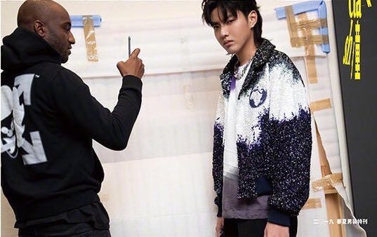Kris Wu with Virgil Abloh (artistic director of Louis Vuitton),wearing LV Fall Winter 2019 Menswear