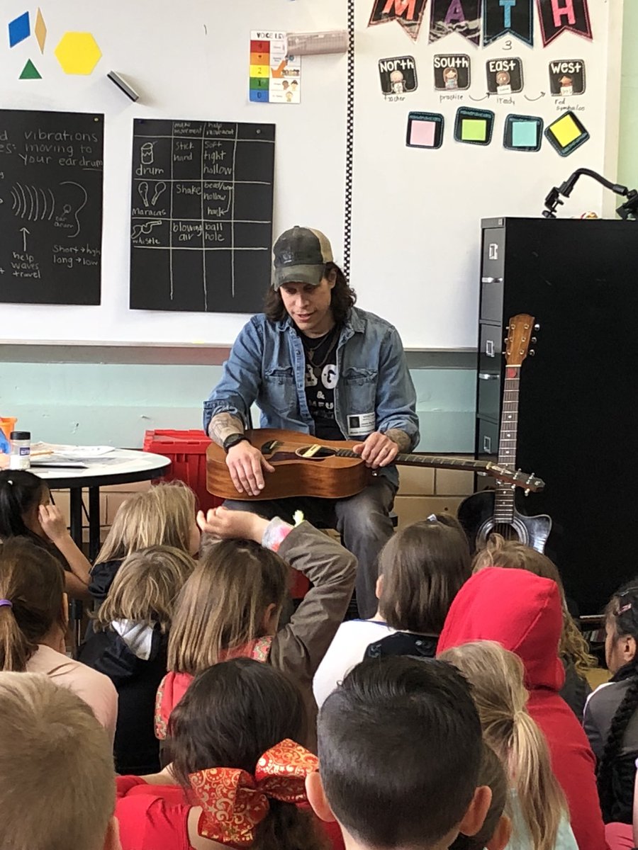 Learning about sound waves in 1st grade thanks to one of our parents. Mr. Nichols is a musician and builds his own guitars. #1stgradePBL