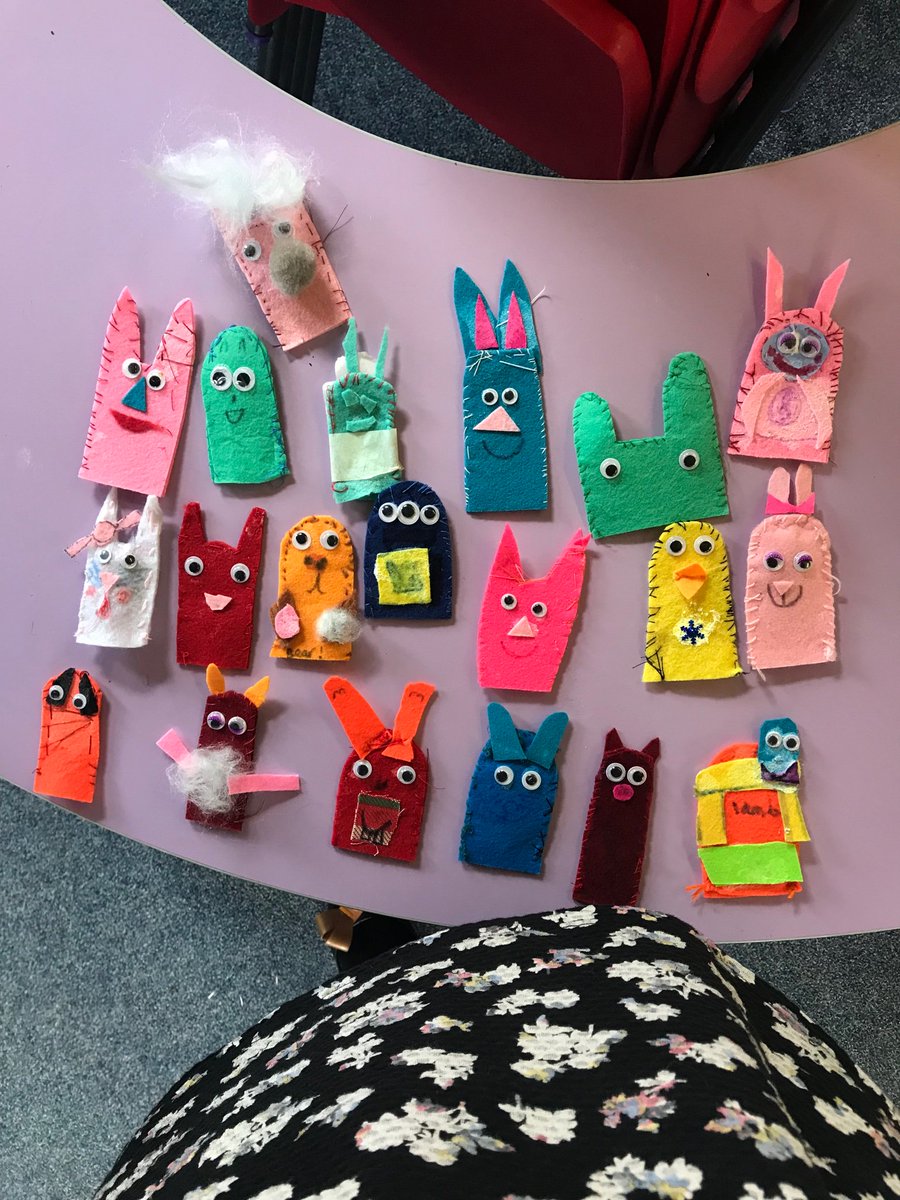 WelbournPrimary's tweet photo. This afternoon Emerald made finger puppets as part of their topic learning this term on ‘Toys’. Their sewing skills were impressive! Only a few needles needed rethreading...honest!🙄 ✂️❤️ #DT #primarysewing https://t.co/19kxPg92E1