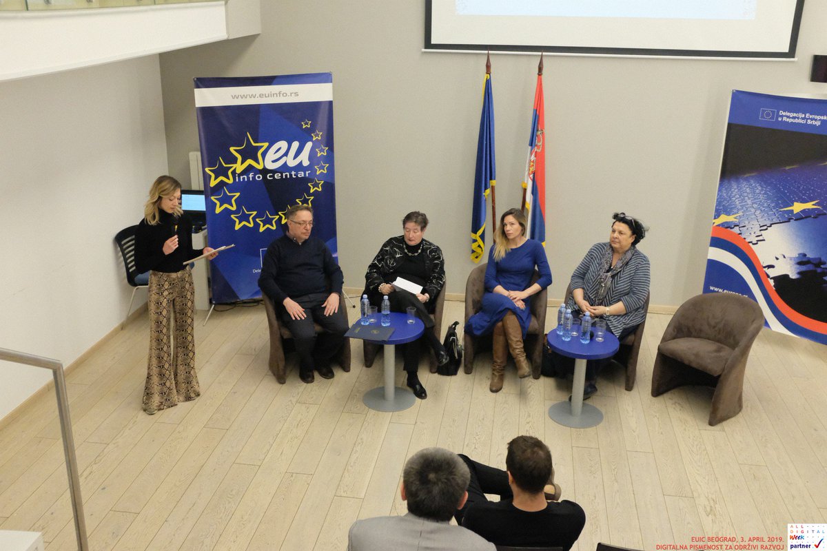 rajcevic's tweet photo. Digitalna nedelja u Srbiji (All digital Week) je bila nedelja različitih promocija, radionica i panela koju smo završili uspešno u EU info centru u Beogradu. Izveštaj sledi #alldigitalweek #mediaeducationcentre https://t.co/fPRhBUJaAn
