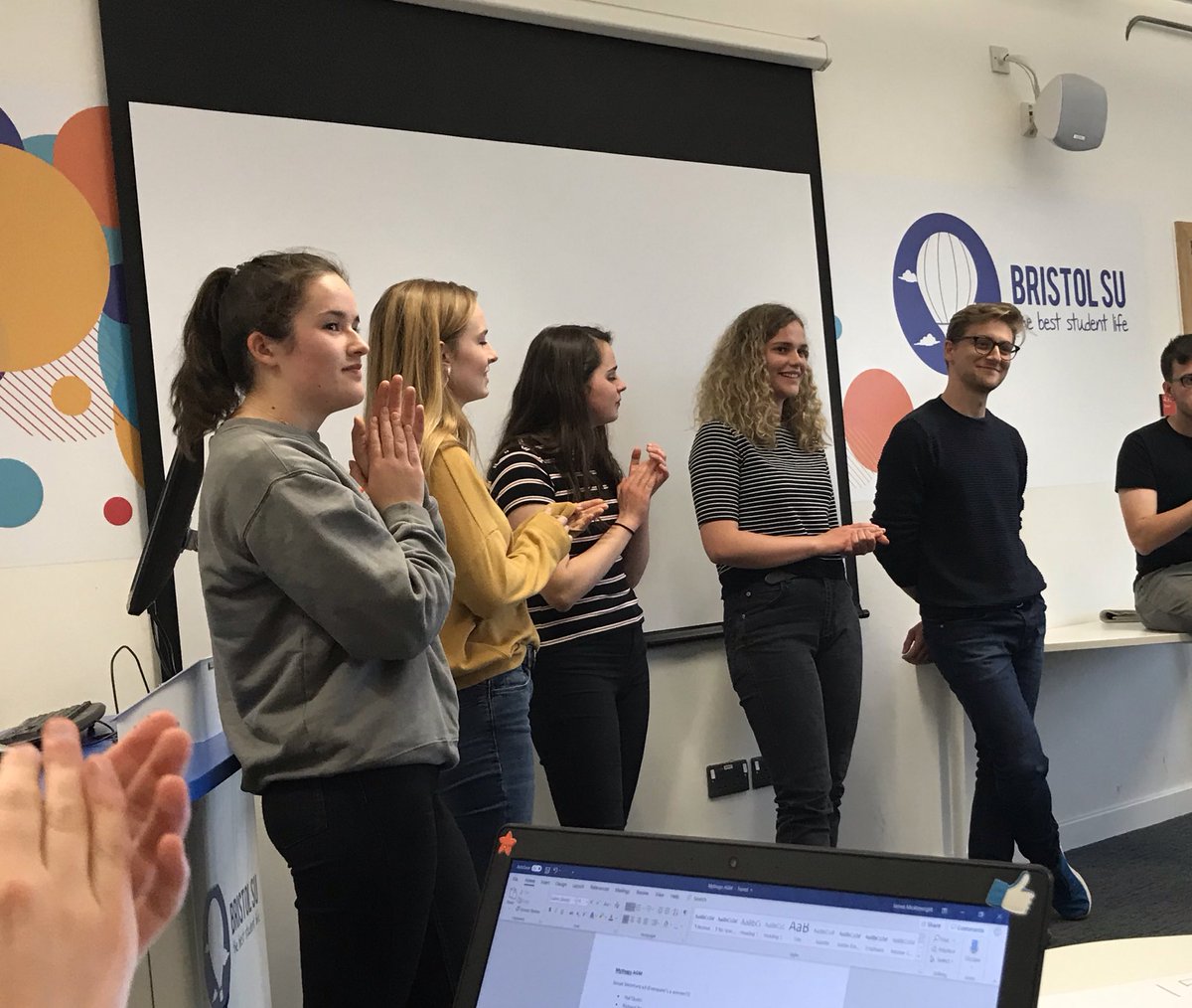 TheMythagoBeast's tweet photo. Running for vice pres and to work alongside Luke: Gus Wallbank, Sarah Love, Hannah West, Hannah Ogier, and Becky Allen 😵 Winner of the highly contested role: Sarah! https://t.co/AHiHoCaUGY