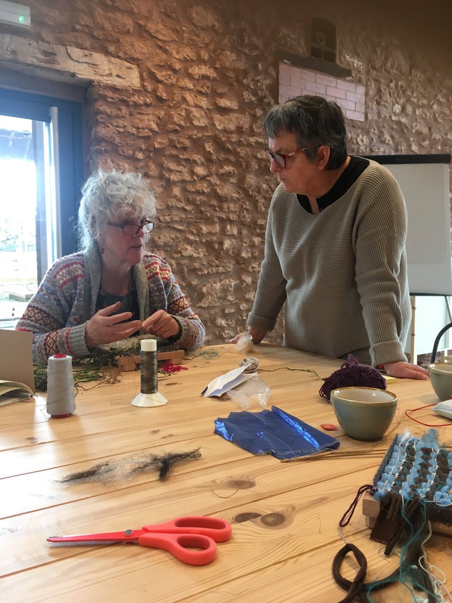 Maristotle's tweet photo. Workshops for weaving with Etextiles and sound for visually impaired with Janet van der Linden @OpenUniversity #STworkshop1 @StitchingTgthr https://t.co/jMBlB2RR11