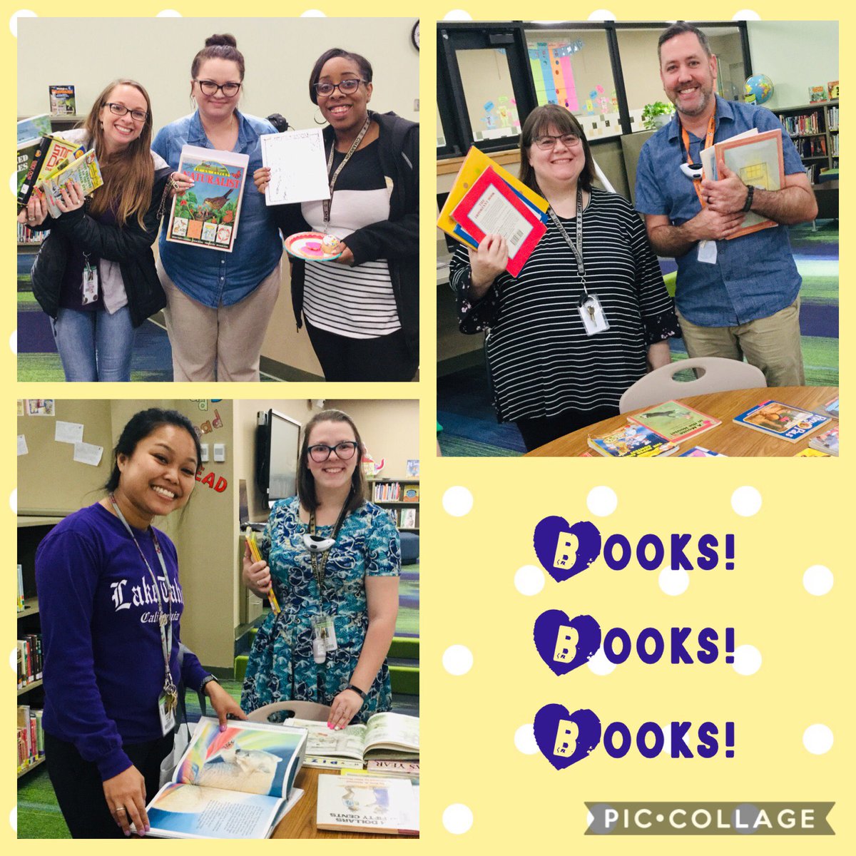 Fun, food, &amp; free books! What could be better? Terrific fellowship with some of our fantastic #cecheetahs teachers. Thanks again to KARE for the huge book donation. Teachers came to choose several for their classrooms and enjoy some yummy treats. ⁦<a href="/CimarronElem/">Cimarron Cheetahs</a>⁩