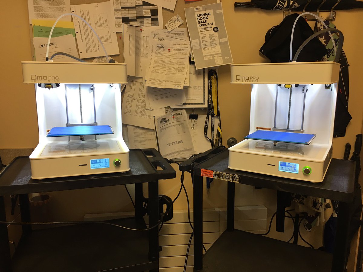 jfernj's tweet photo. This month we are not only running one, but two @Tinkerine #dittopro #3dprintersatschool #3dprinter stay tuned for all of our @Frippsfalcons #adst creations @LangleySchools https://t.co/TpJygEoyyN