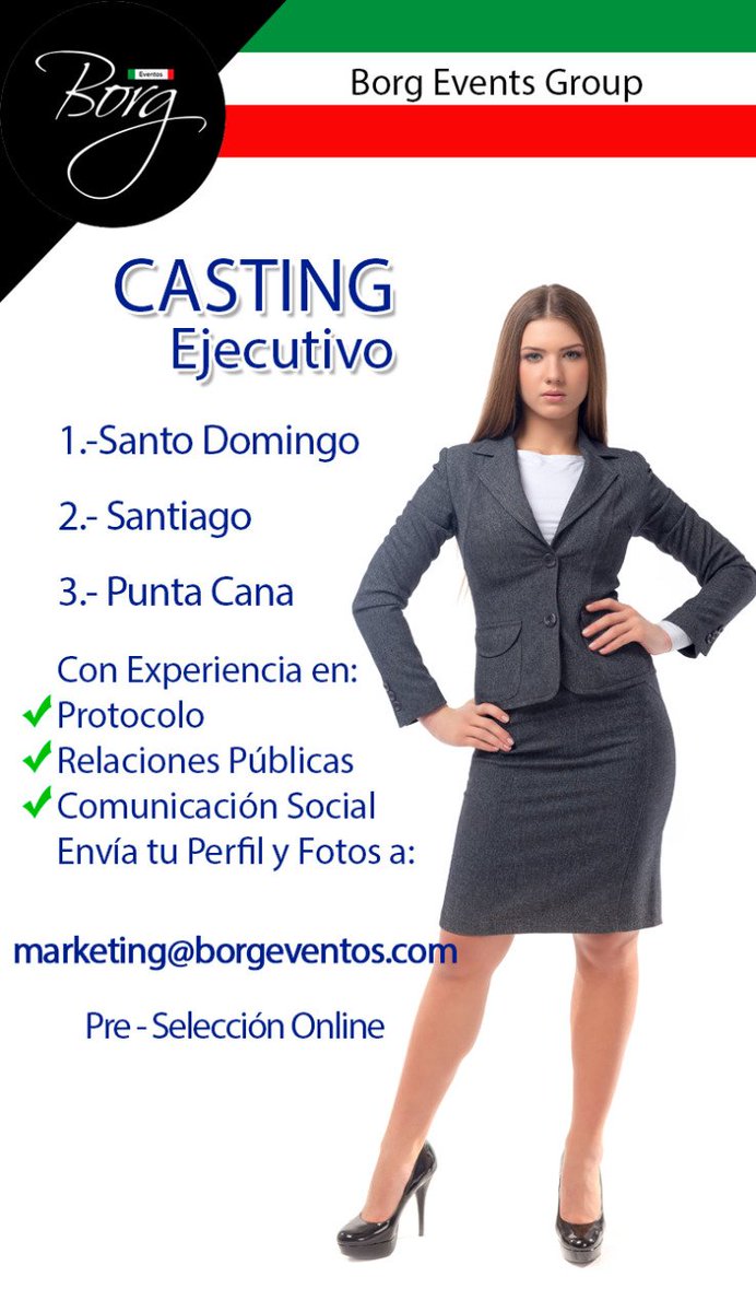 EventosBorg's tweet image. ¿Cuentas con una buena imagen y tienes experiencia en Protocolo, Relaciones públicas y Comunicación Social?
#borgeventos #empleord #trabajo #ofertadeempleo  #castingejecutivo #protocolo #relacionespublicas #comunicacionsocial #castingrd #eventosrd #empleo  #felizmiercolesrd