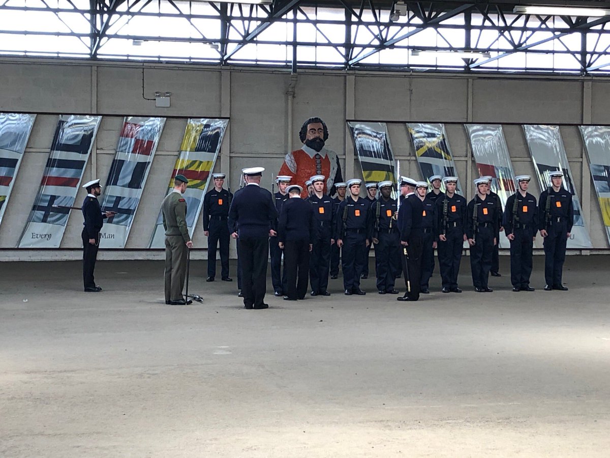 HMS_Raleigh's tweet photo. So the result of today’s #Cunningham34s guard selection is in and we can reveal it was a very close call, but it will be the Port class that leads the classes out for the passing-out-parade.  Good effort everyone.  @HMSSutherland https://t.co/TSO3NxpKyo