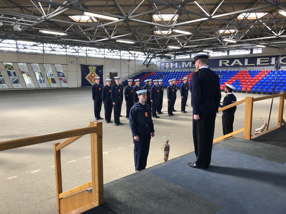 HMS_Raleigh's tweet photo. So the result of today’s #Cunningham34s guard selection is in and we can reveal it was a very close call, but it will be the Port class that leads the classes out for the passing-out-parade.  Good effort everyone.  @HMSSutherland https://t.co/TSO3NxpKyo