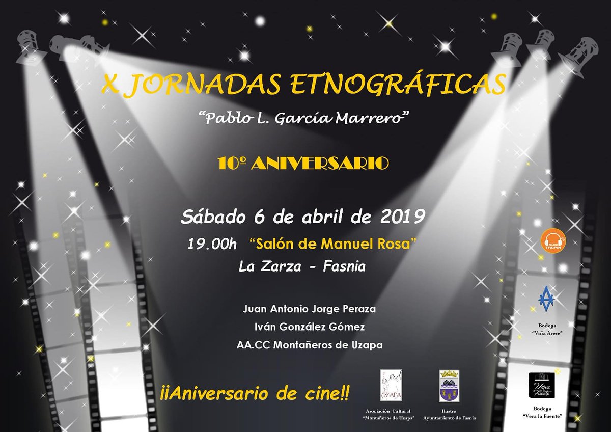 UzapaDe's tweet photo. X Jornadas Etnográficas Pablo L. García Marrero. Celebramos nuestro X aniversario con mucha ilusión en el Salón de Manuel Rosa, La Zarza, Fasnia, a las 7 de la tarde. #MontañerosdeUzapa #etnografía #Uzapa #LaZarza #Fasnia #Xaniversario #decine https://t.co/zmiFuAvRoo