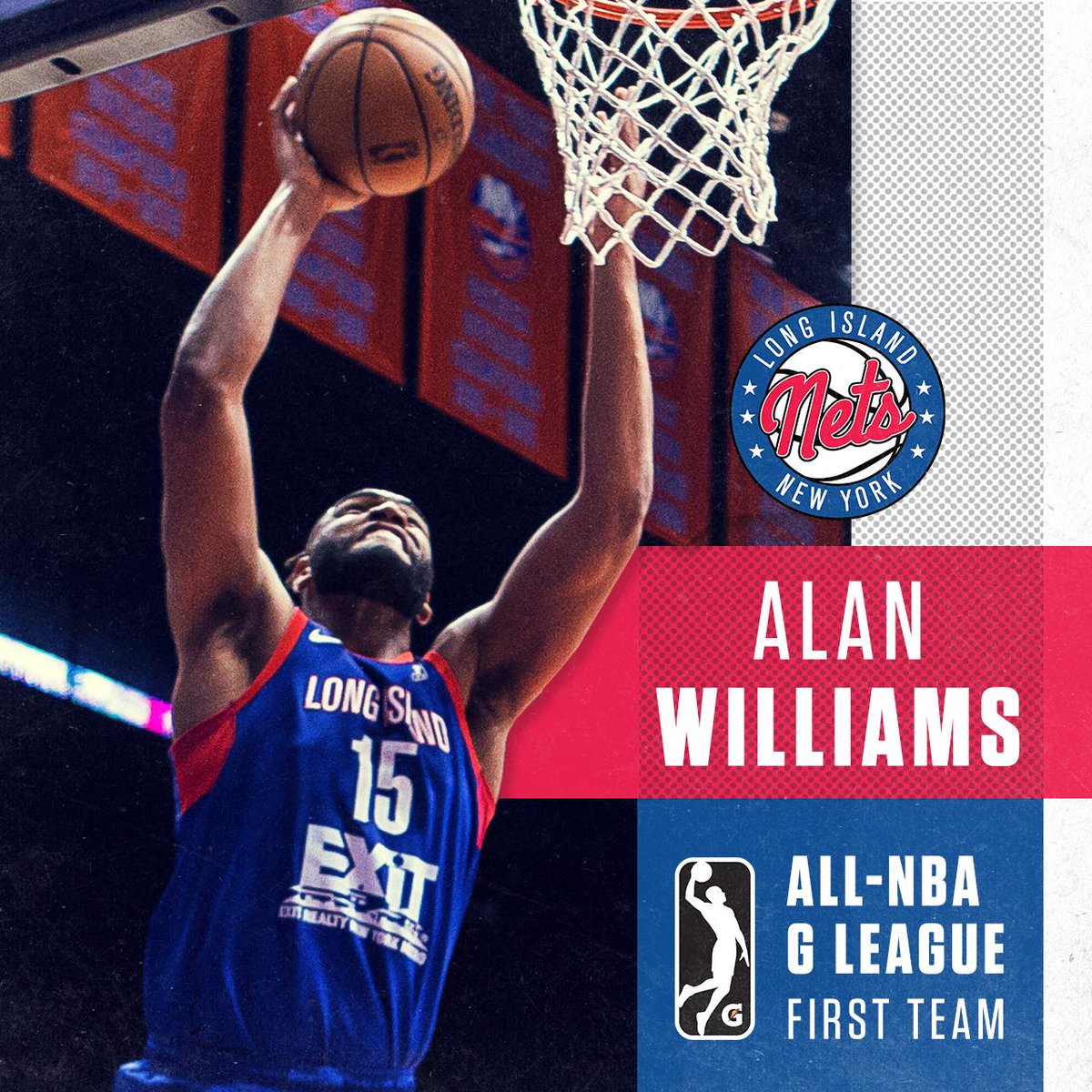 LongIslandNets's tweet photo. JUST ANNOUNCED: @BrooklynNets two-way forward/center Alan Williams was named to the All-NBA G League First Team 👏

➡️ https://t.co/n82849ofzU https://t.co/Dd3XyETeZR