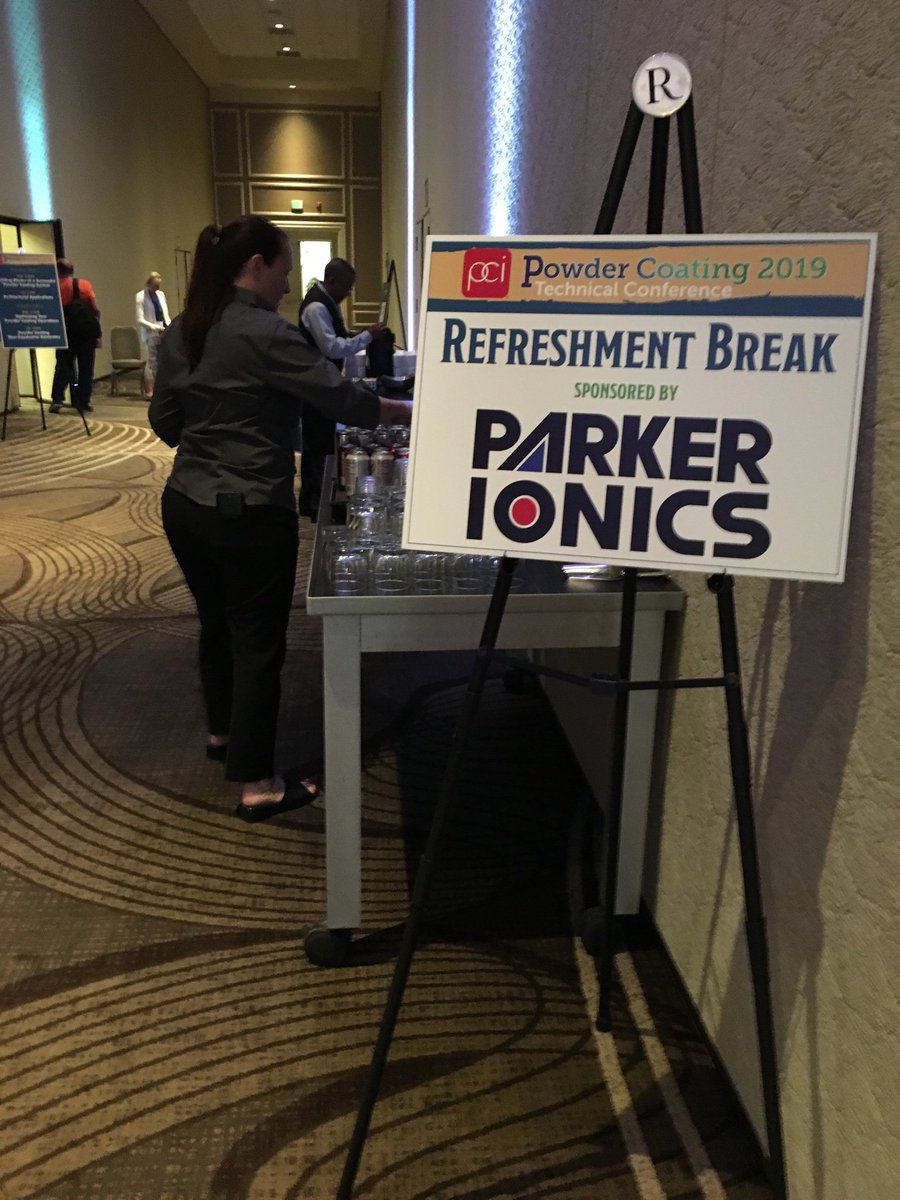 Powder_Coating's tweet photo. Afternoon refreshments at #PowderCoating2019 brought to you by Parker Ionics! https://t.co/2EarIC2atd