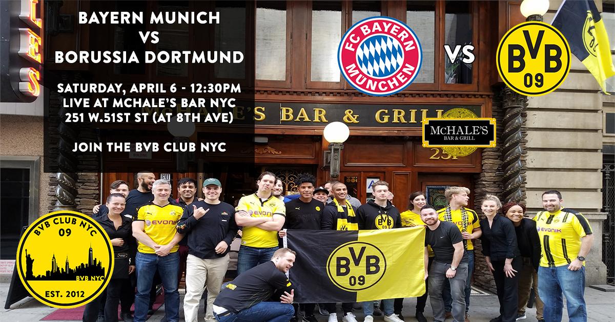 #DerKlassiker is this Saturday! Join us in #NYC for the <a href="/BVB/">Borussia Dortmund</a> derby game live!

🆚 <a href="/FCBayern/">FC Bayern München</a> 
🏆 <a href="/Bundesliga_EN/">Bundesliga English</a> 
📆 04/06
⏰ 12:30pm EST
🏠<a href="/McHalesPub51/">McHale's Bar & Grill</a> (51st St &amp; 8th Ave, NYC)

🖤💛 #HejaBVB🖤💛

#BVB #FCBBVB #BVB09 #BVBNYC #EchteLiebe #NYC #SoccerRepublic <a href="/SoccerRep/">The Soccer Republic</a>