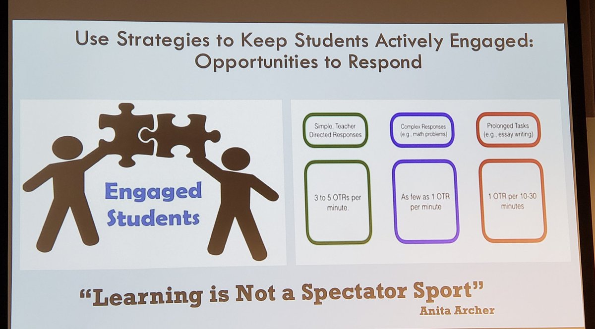 StacieFriebel's tweet image. Making connections between quality instruction and core behaviors in secondary classrooms.  Active engagement matters!  #LearningConference2019 #cigr