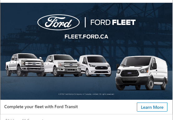 I used Ford's fleet website as an example in my #imedia19 deck and I'm still getting served up fleet ads. Makes me feel important, like I could buy a fleet on a whim. I deserve these ads, dammit!