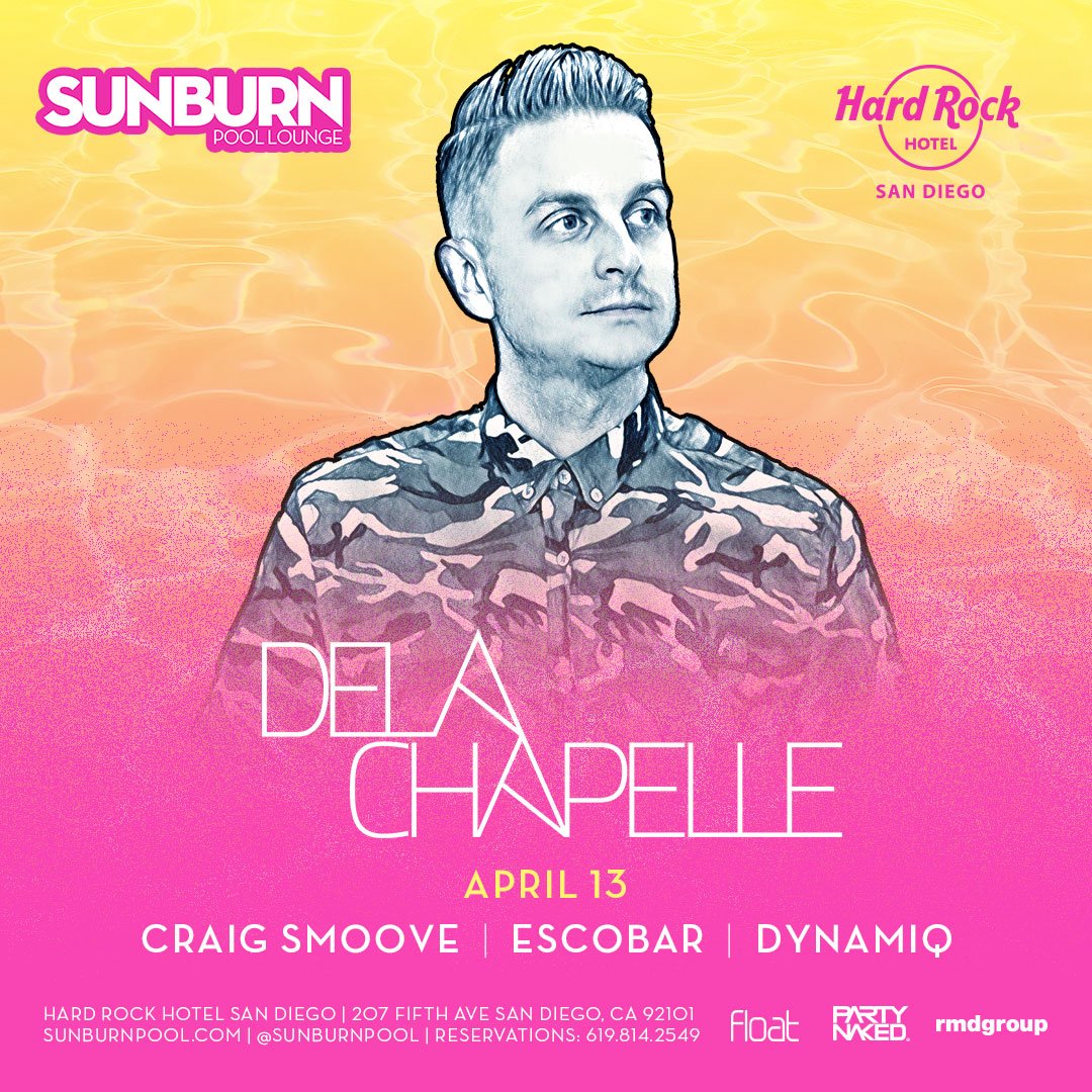 ANNOUNCEMENT: @dela_Chapelle is making his way from Chicago to party with us poolside on 4/13! + Don't miss <a href="/craigsmoove/">Craig Smoove</a> , @e5cobars &amp; <a href="/DjDYNAMIQ/">Dj Dynamiq</a> making their Season 4 debut!
Tickets + Info: sunburnpool.com
VIP Tables: vip@sunburnpool.com
#SUNBURNpool #summeriscalling