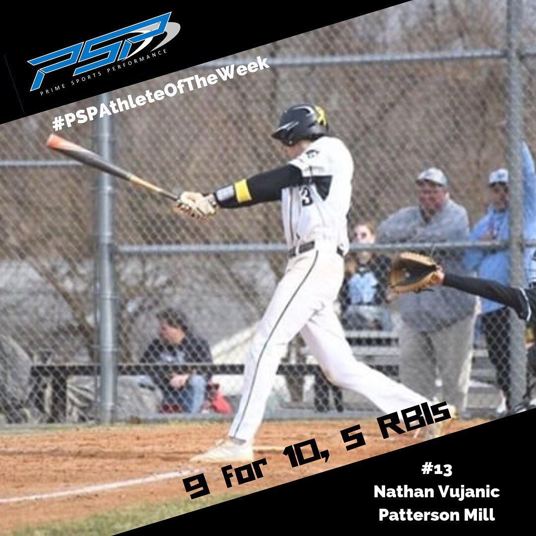 The #PSPAthleteOfTheWeek goes to Nathan Vujanic, this dual-sport athlete is not only the starting quarterback for the Patterson Mill Huskies but bats cleanup for the baseball team... this past week Nate went 9 for 10 at the plate over the course of three games! 💪🏻⚾️ #QB1