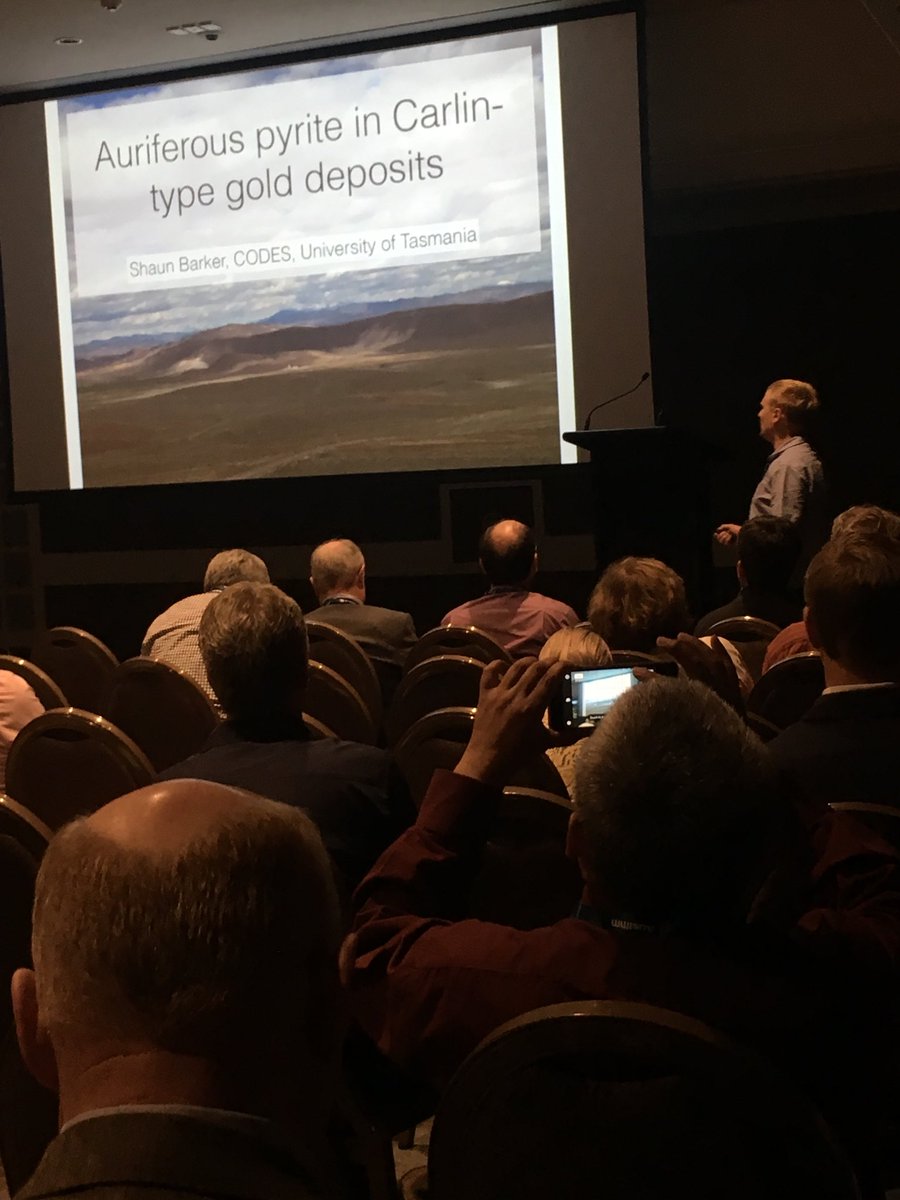 Shaun Barker sharing his latest insights into Carlin-type deposits at Day 2 of PACRIM in Auckland, New Zealand