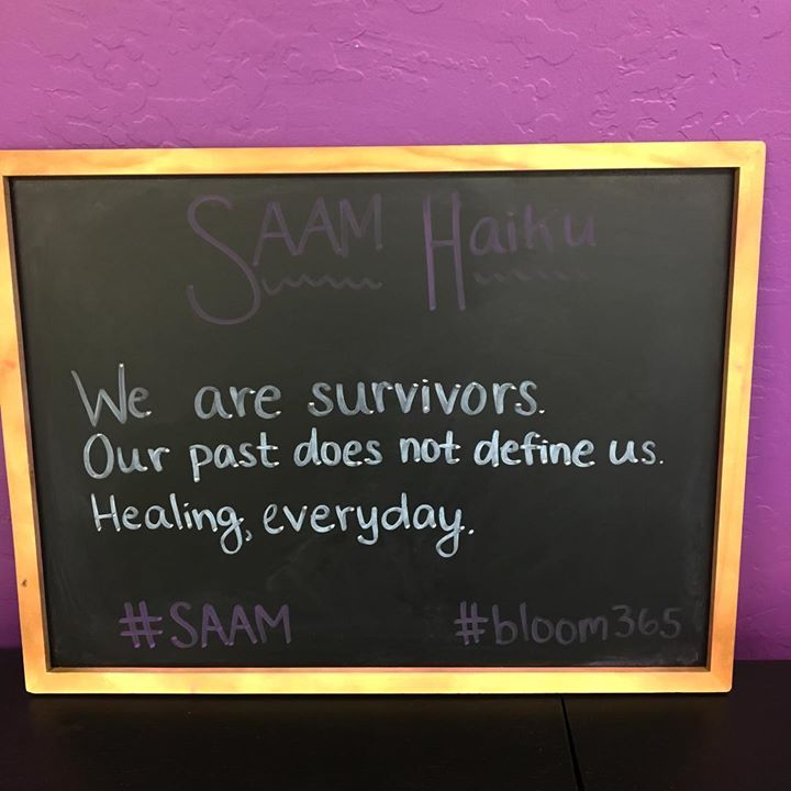 UprootAbuse's tweet photo. We believe you. It is not your fault. You are not alone.

If you or someone you know has experienced sexual violence, #bloom365 is here to support you. Text/call our Advocacy Line for free, confidential support and a listening ear. Hours of operation are M-Th, 3-9PM (MST) #SAAM https://t.co/Kr6i9yLA2G
