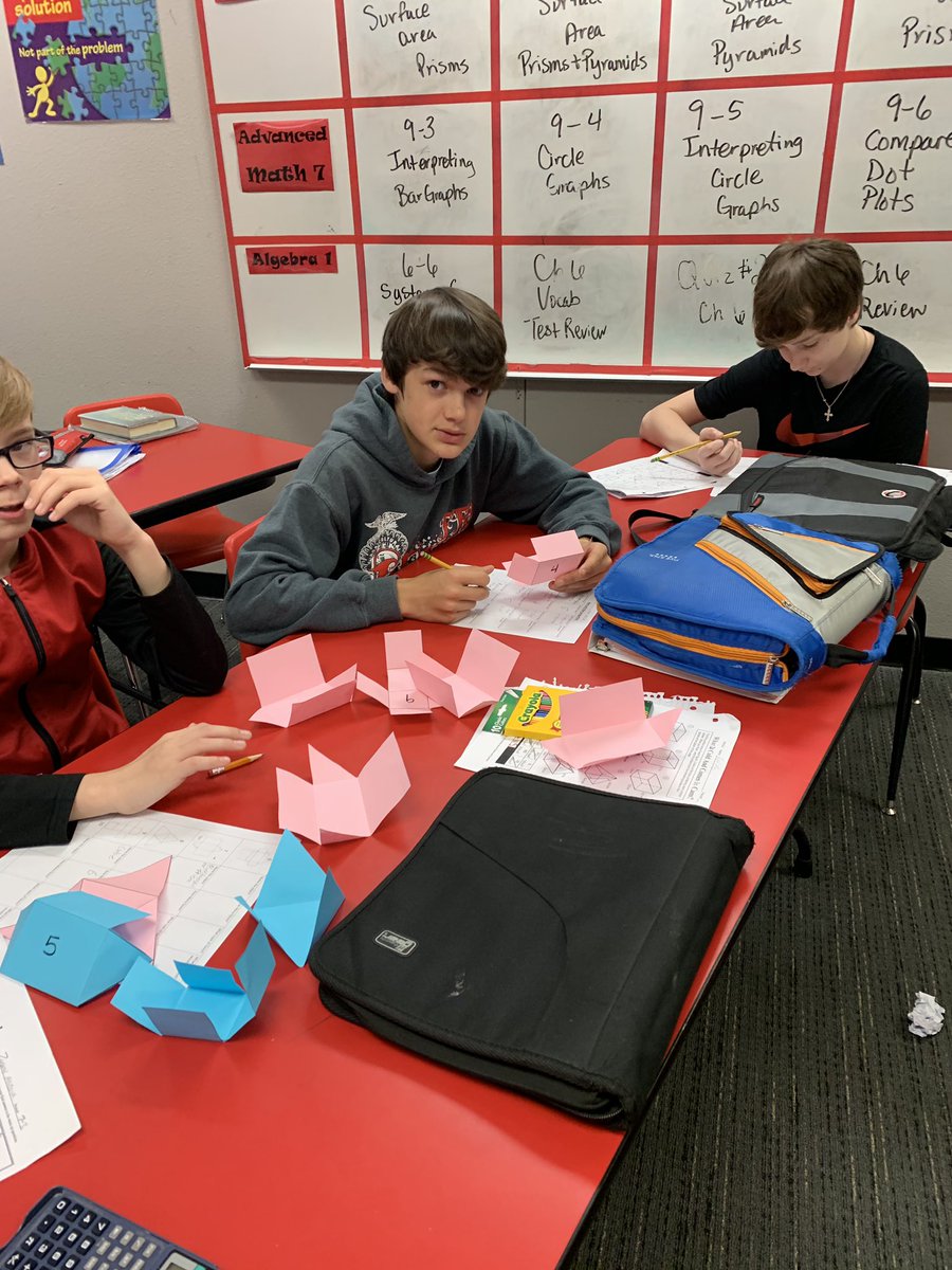 jbaileymath's tweet photo. Surface Area from Nets of 3-D figures today. #handsonlearning #LISDFutureFocus #productivenoise https://t.co/U6TljHQbXT