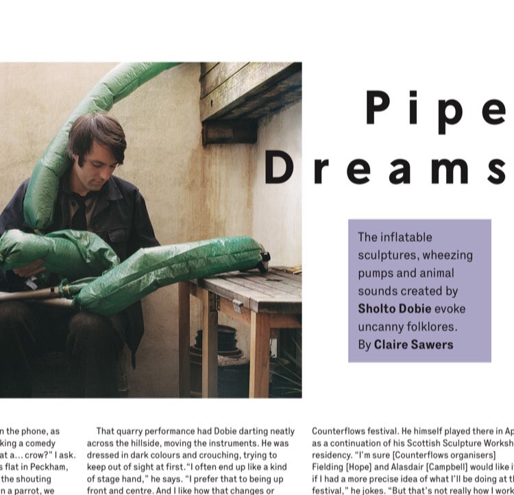 claire_sawers's tweet photo. Me talking to oddball musician/ absurd sound artist Sholto Dobie @muckle_mouth about the batshit/excellent/ haunting stuff he creates with hurdy gurdies, concertinas + bin bag creatures. In the new issue of @thewiremagazine and he’s playing at @Counterflows tomorrow night💥 https://t.co/0JYOsVuXNv