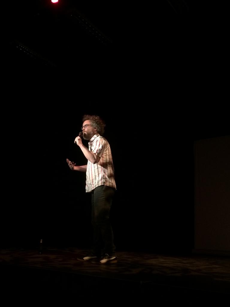 UJArts_Culture's tweet photo. For the 2nd half of #OutTheBoxComedy, visiting all the way from Cape Town is @MrWoogly slaying the audience with his Zulu soccer commentary &amp; impersonations. @Goliath_Goliath @POPArtJHB https://t.co/iu3DDn9M2m