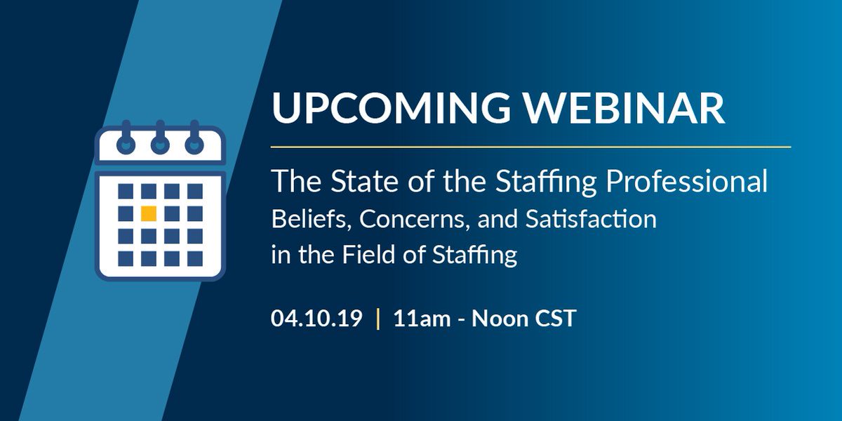 AgxisRecruiting's tweet photo. Upcoming Webinar: State of the Staffing Professional
April, 10 2019 | 11:00 a.m. CT
https://t.co/96pacLNbJX https://t.co/Sp7N20TOZ7