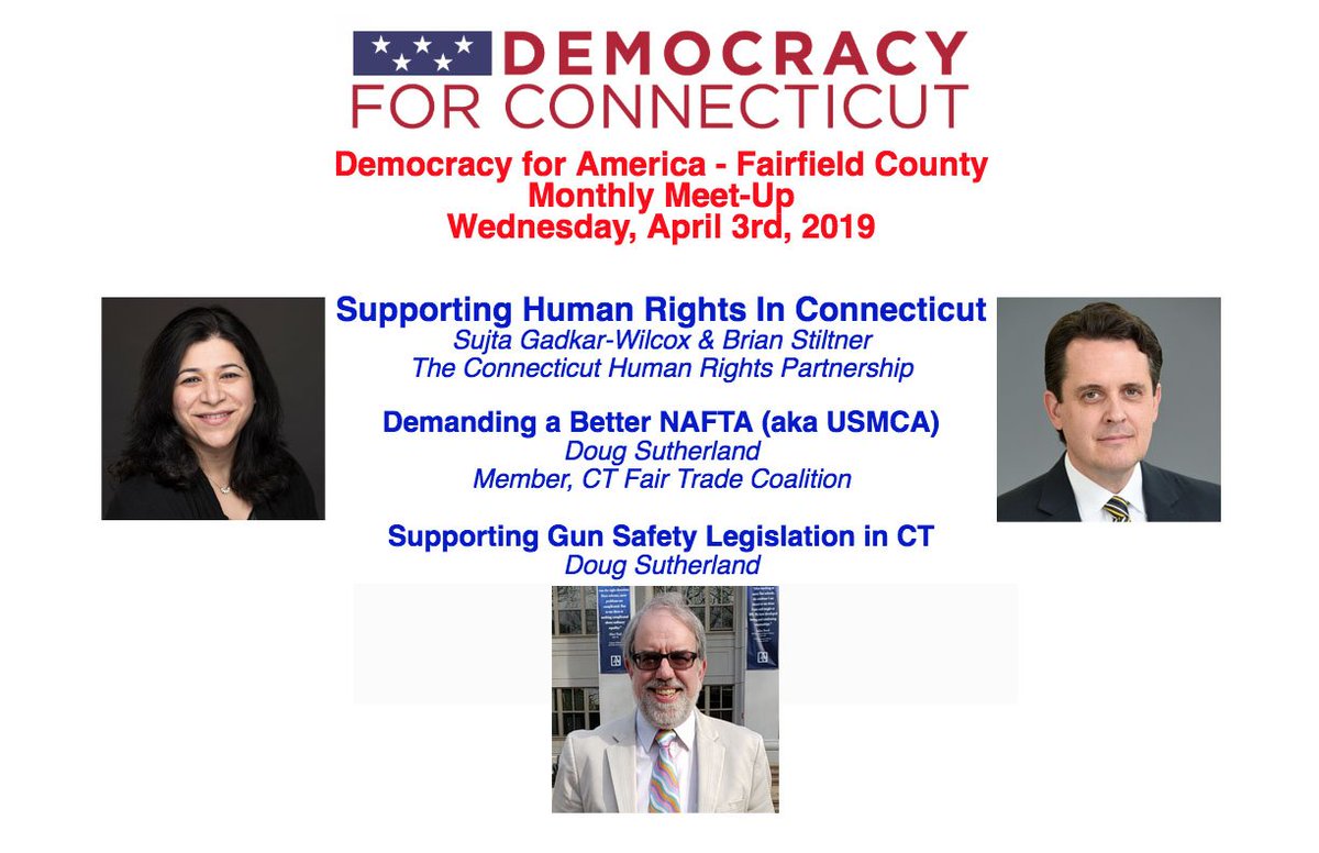 DFAinCT's tweet photo. Join @DFAinCT tonight 7PM at the Silver Star Diner in Norwalk. Good food &amp; progressive convo. Profs Sujata Gadkar-Wilcox and Brian Stiltner discuss human rights in CT &amp; @dsut56 will be talking NAFTA 2.0 and Gun Control. Bring a friend! Details here: https://t.co/KpNXB6xHKu https://t.co/xV3zht43OI