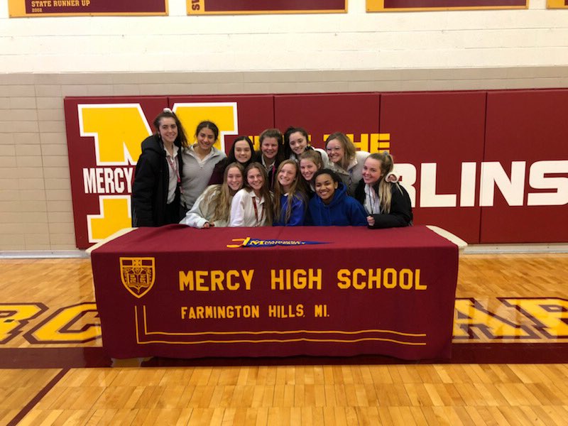 MhsmiSoccer's tweet photo. Marlins supporting their senior captain @erica_padula8 as she signs her letter of intent to play for @MUCrusadersWSOC #TeamOverEverything #MarlinPride https://t.co/qYRU9rFNJA