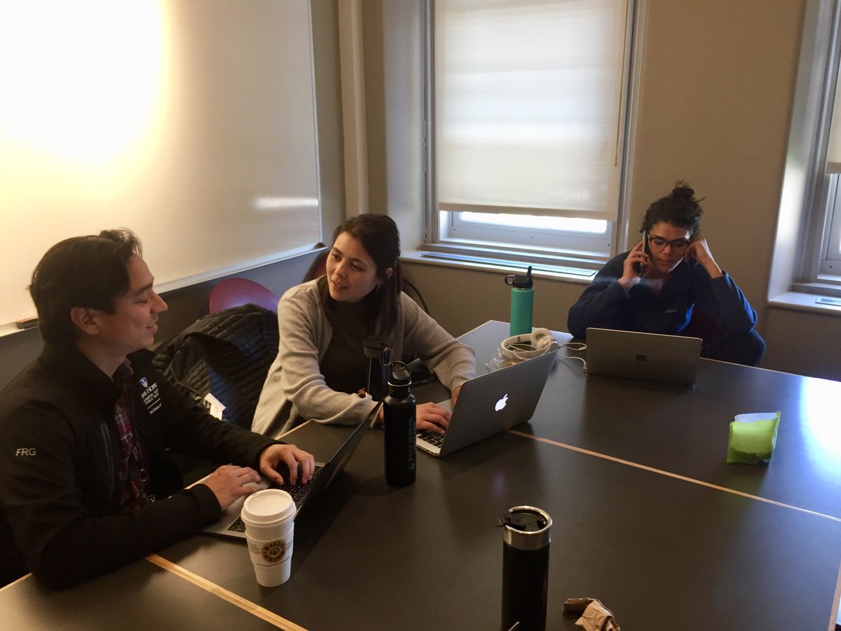 cam_schill's tweet photo. One of the #OpioidPolicyHackathon teams working away on their Opioid policy intervention, prepping for Friday's event @FastForward_U. Good luck! @MadHONeill @DrPacoRG More info here: https://t.co/AhNvKBJAtt #PHPWeek2K19 @HopkinsABS https://t.co/Cjw2CKXRXz