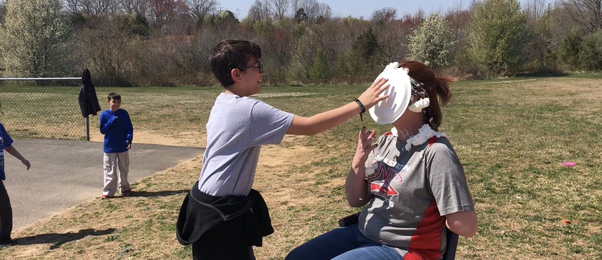 smith_station's tweet photo. The teacher “winners” from our SOL Carnival got pied today!! Thanks to Mrs Armentani, Mr Overacker, and Ms Ross!! #SsesSharks https://t.co/lk4HO0F2aP