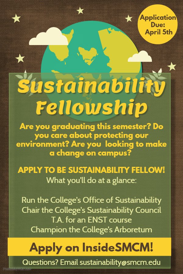 SustainableSMCM's tweet photo. APPLY TODAY! https://t.co/gDrqR31isP