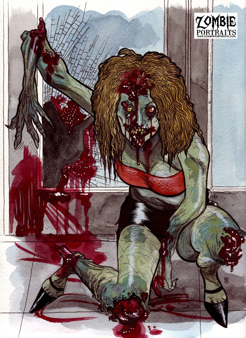 Pushing a Zombie down a flight of stairs may break its bones and slow it down, but it can still attack after! #ZombieArt #ZombiePortraits #SacchettoZombieArt #RobSacchetto #horror #scary #gore #gross #CringeWorthy #eerie #creepy #ZombieArtwork #ZombieDrawing #ZombieAttack #undead