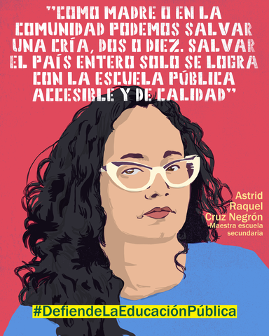 AgitArte's tweet photo. “Como madre o en la comunidad podemos salvar una cría, dos o diez. Salvar el país entero solo se logra con la escuela pública accesible y de calidad.” Astrid Raquel Cruz Negrón- Maestra escuela secundaria
#DefiendeLaEducacionPublica #UTLAStrong #WeAreLA #strike4ed https://t.co/FvsYS8XteD