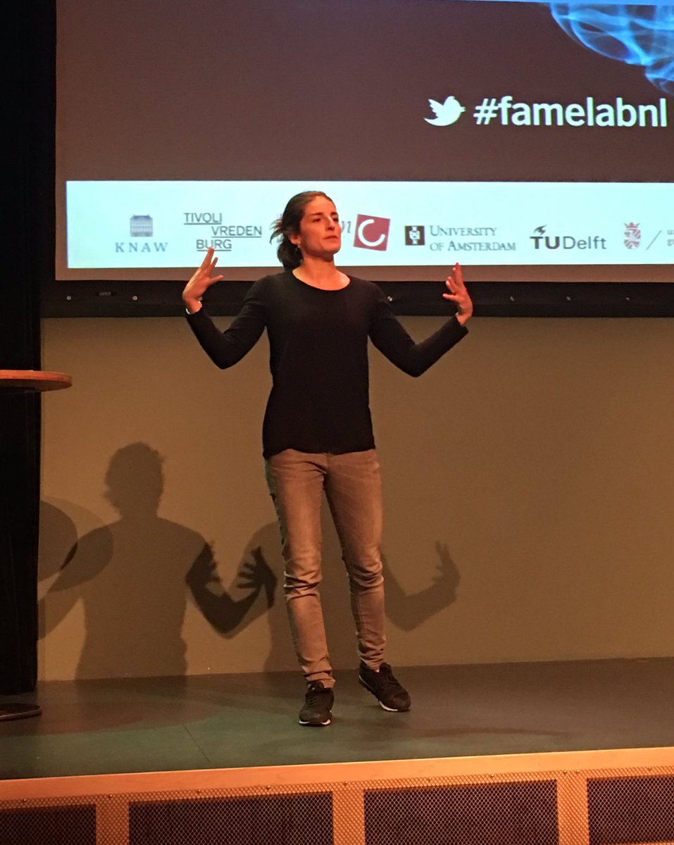 tudelftme's tweet photo. Scientific Outreach is important and fun! 3mE researchers @BWScienceNow Fitzgerald, Marta Scali and @bartvantrigt vanTrigt presented their research at the stage @famelab and inspired the audience. https://t.co/gXnuviJnnA
