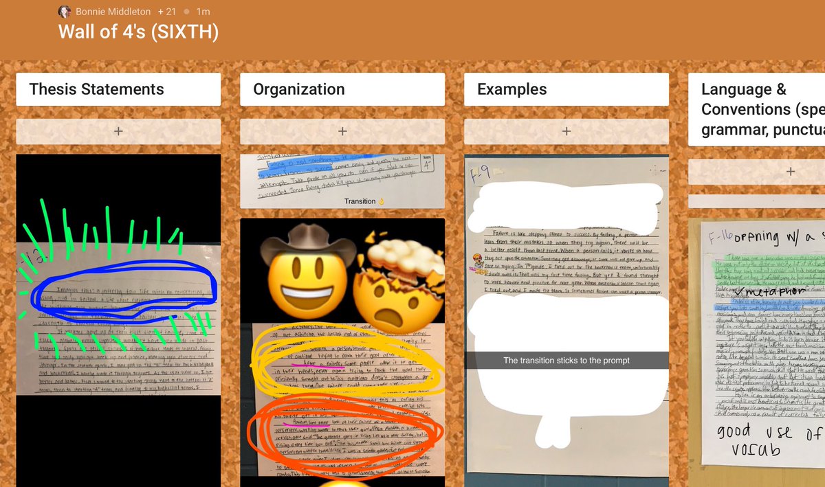 MathPatty's tweet image. I love this activity! @NISDBrandeis does a #Wallof4s during their STAAR prep! Today I am support from afar, but SS in @MrsBMiddleton class are using @Snapchat to find student highlights and @padlet to collect their responses! #AppSmashing at its finest! #EdTechinAction
