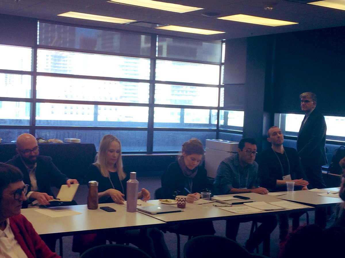thecreativeschl's tweet photo. Today we have 8 students from @RyersonIMA and @RTARyerson pitching @BlueAntMedia for a change to win a 6 month contract. Ove 40 students applied for the opportunity to pitch these judges. #FCADTalent https://t.co/63raOt8BjE